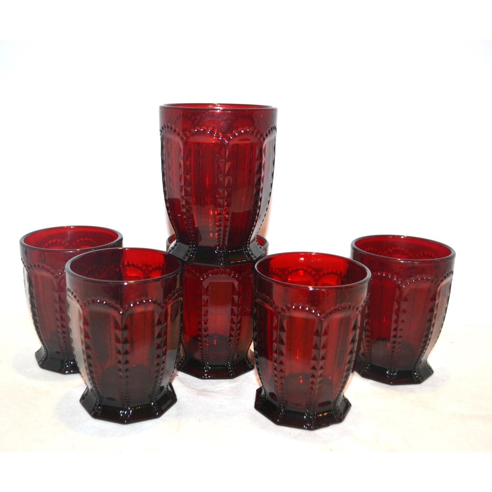 Vintage Red Ruby Doubles Glasses Six Pieces